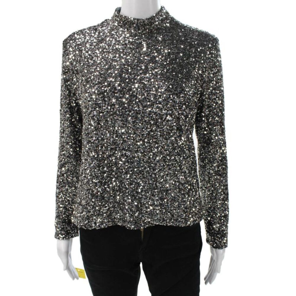 Insight Womens Blouse Black High Neck Long Sleeve Polyester Size XS